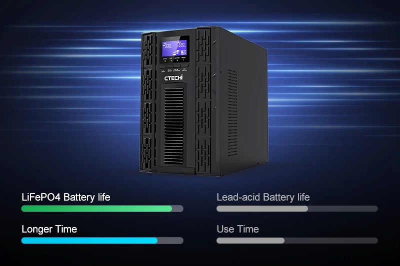 CTECHI Lithium 110V High Voltage 1-3KVA UPS Online Battery for Home