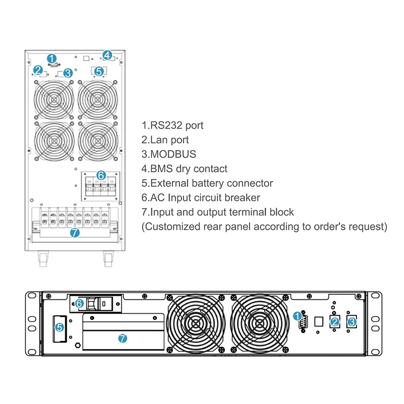 CTECHI Lithium 110V High Voltage 6-10KVA UPS Online Battery for Data Centers