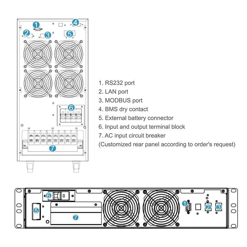 CTECHI Lithium 220V 6-10KVA UPS Online Battery Tower & Rack Mount