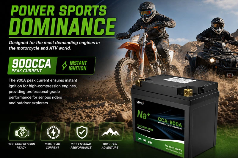 CTECHI 12V30Ah Ultra-High Power Sodium-Ion Starting Battery