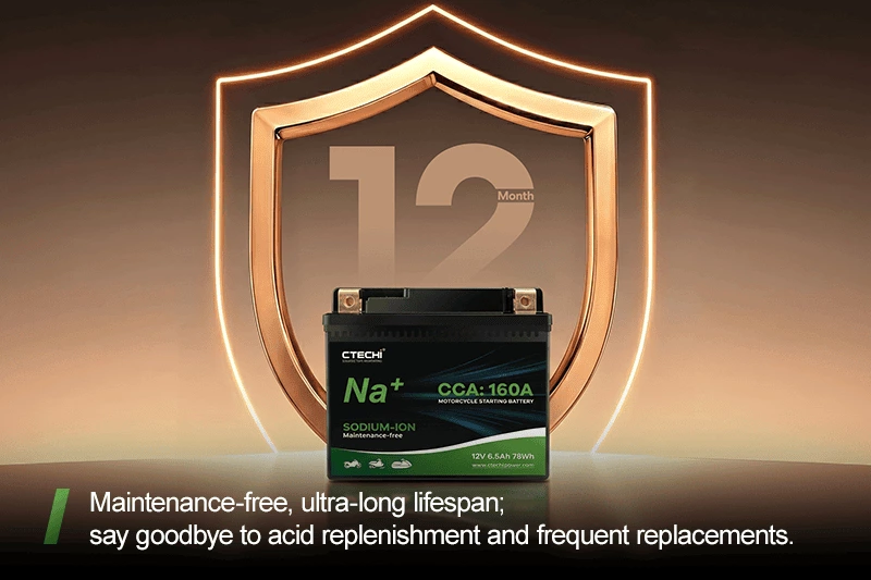 CTECHI 12V6.5Ah Sodium-Ion Motorcycle Starting Battery