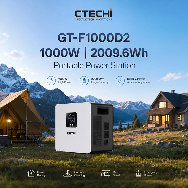 CTECHI GT-F1000D2 1000W 2009.6Wh Portable Power Station | Flagship Emergency Solar Power
