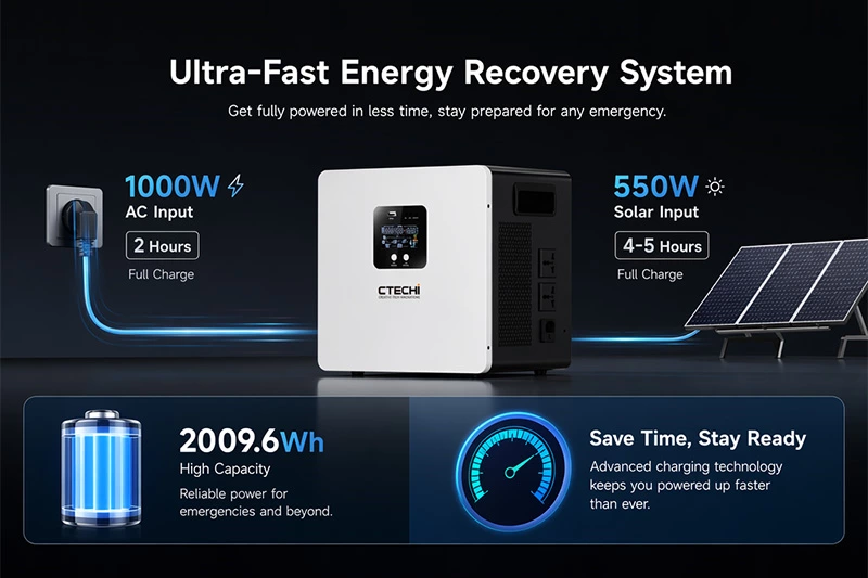 CTECHI GT-F1000D2 1000W 2009.6Wh Portable Power Station | Flagship Emergency Solar Power