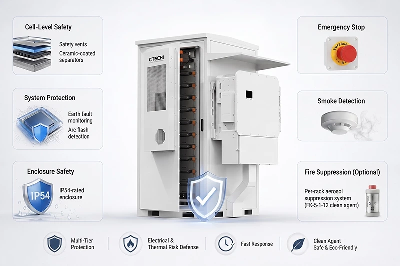 CTECHI ESS100KW/241KWh Split-Type Commercial & Industrial BESS Solar Battery Energy Storage System