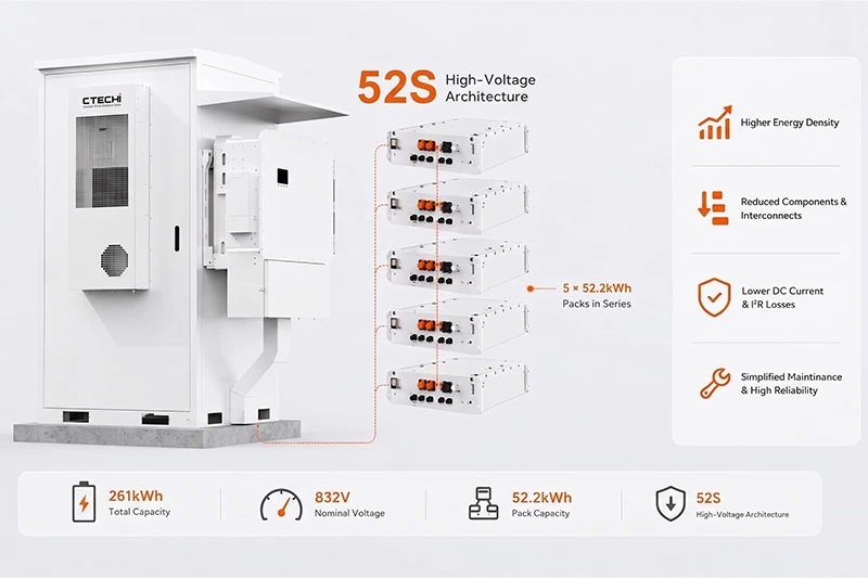 CTECHI ESS125KW/261KWh Split-Type Liquid-Cooled Commercial & Industrial BESS Solar Battery Energy Storage System