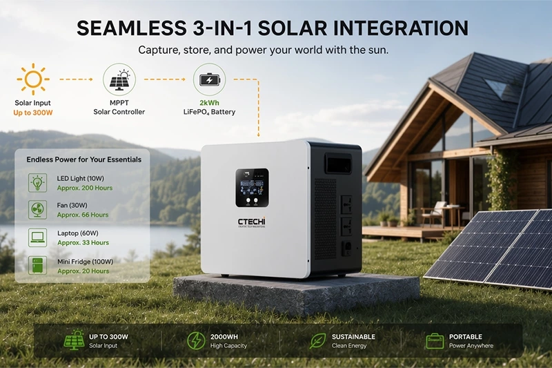 CTECHI GT-F300D2 300W 2009.6Wh Fast Charging Endurance Portable Power Station