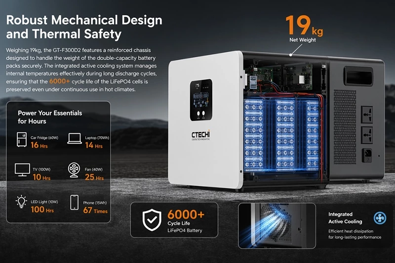 CTECHI GT-F300D2 300W 2009.6Wh Fast Charging Endurance Portable Power Station
