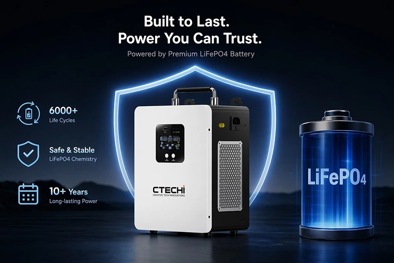 CTECHI GT-F300D 300W 1004.8Wh Portable Power Station | LiFePO4 Emergency Backup Battery