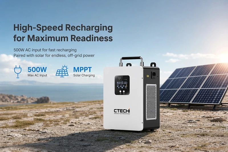 CTECHI GT-F500D 500W 1004.8Wh Portable Power Station | Solar Generator for Outdoor